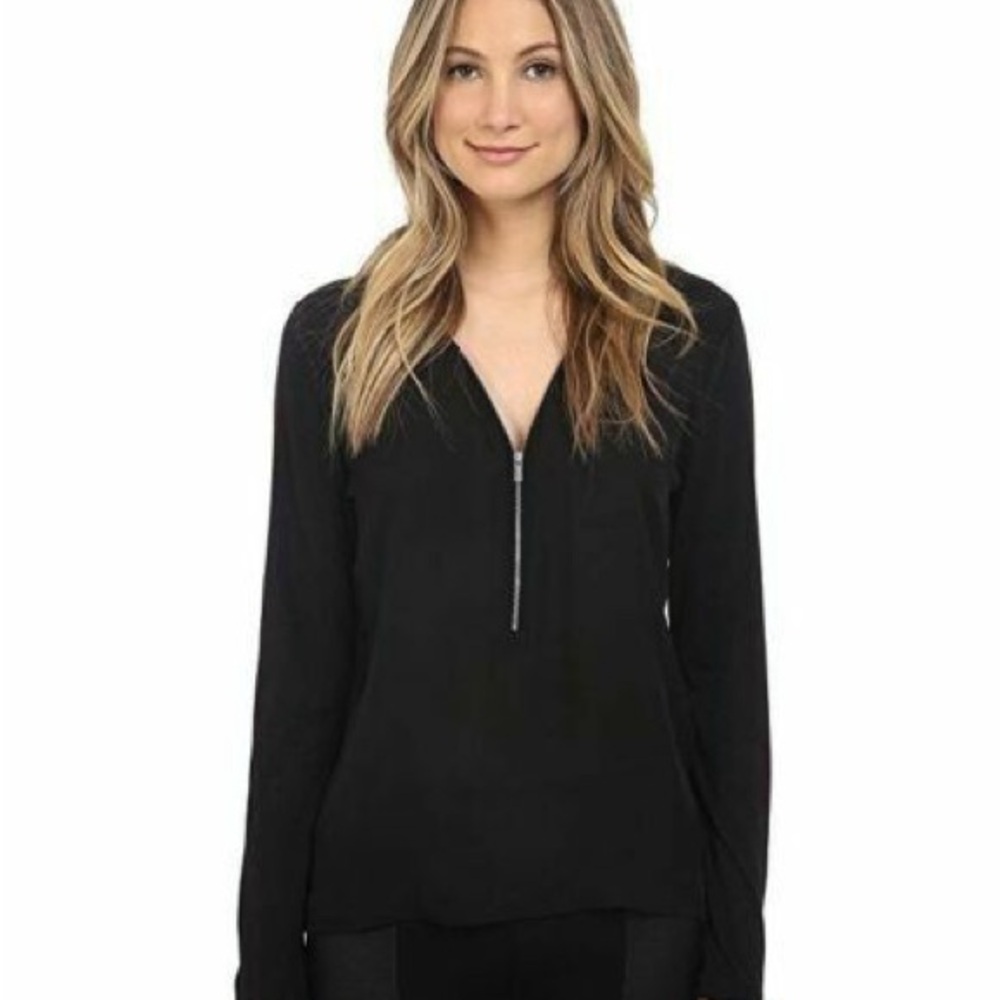 Ardene Black Long Sleeve Zippered Blouse